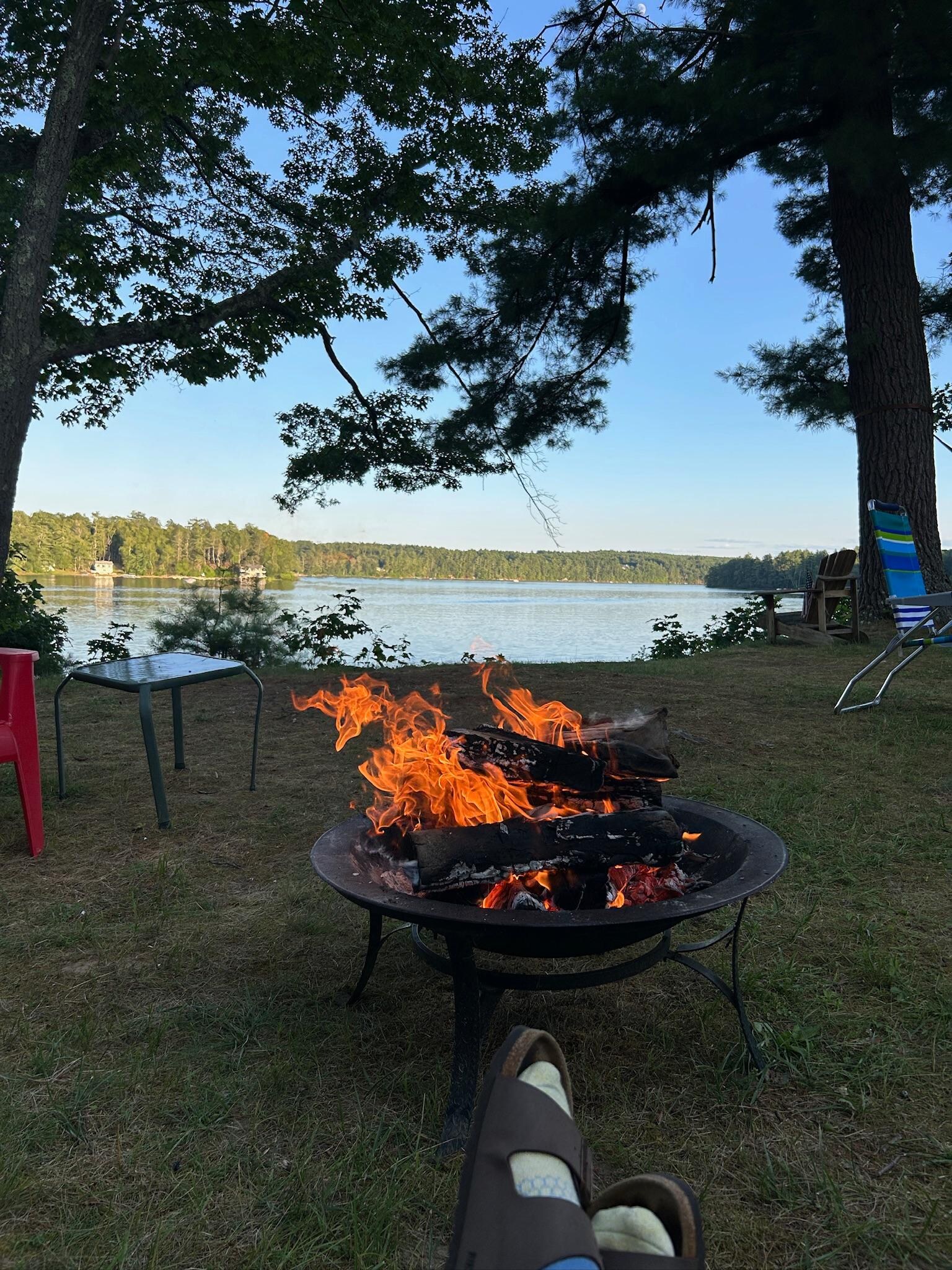 Fire by the lake