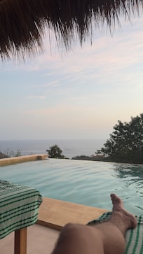 Infinity poolside beds