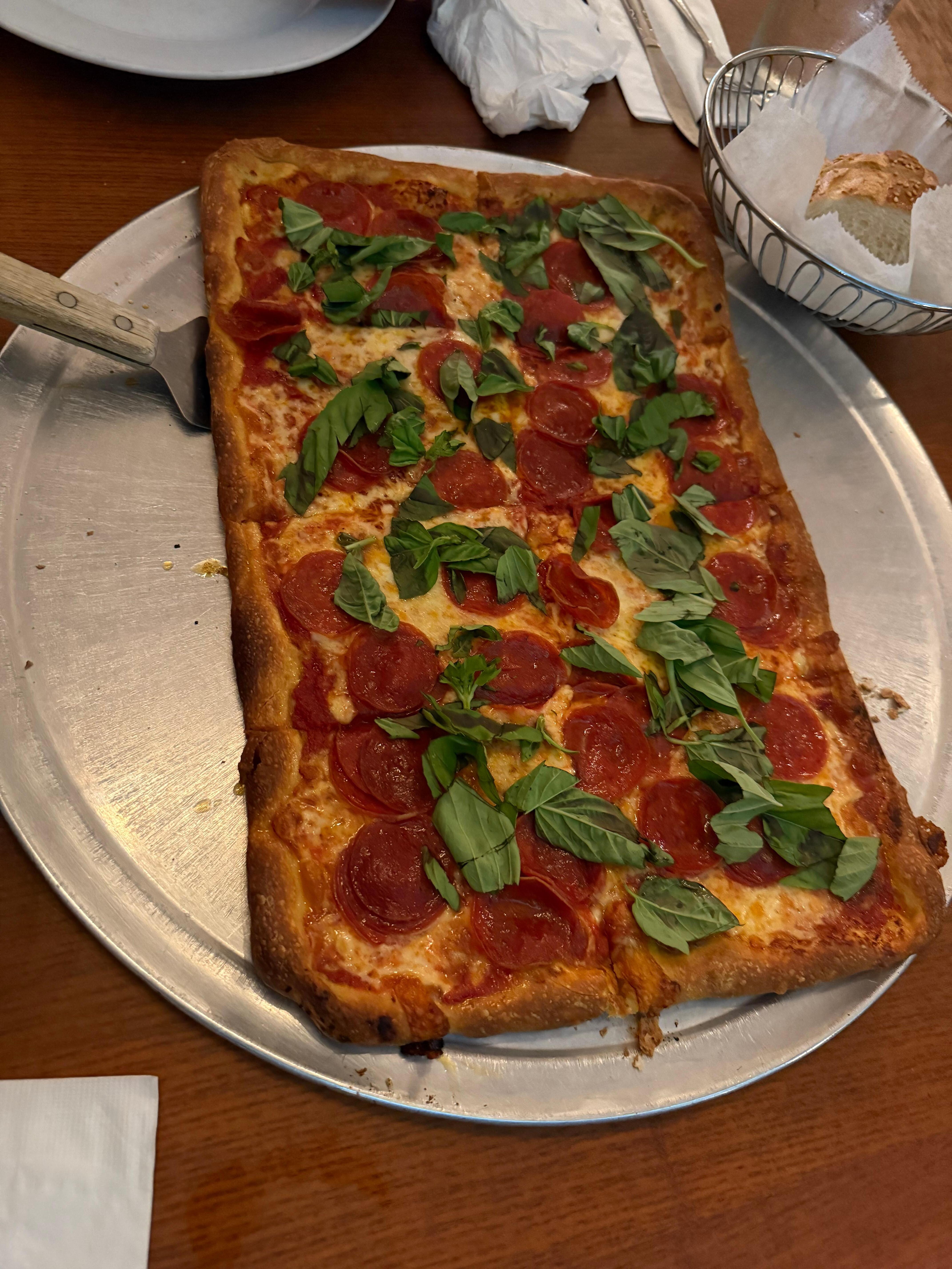 Thin Sicilian Pizza at nearby Antonellas Restaurant