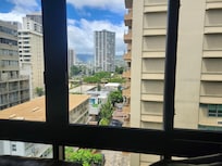 View from room was hotels hostels and dorms. Along with a dirty alley way.