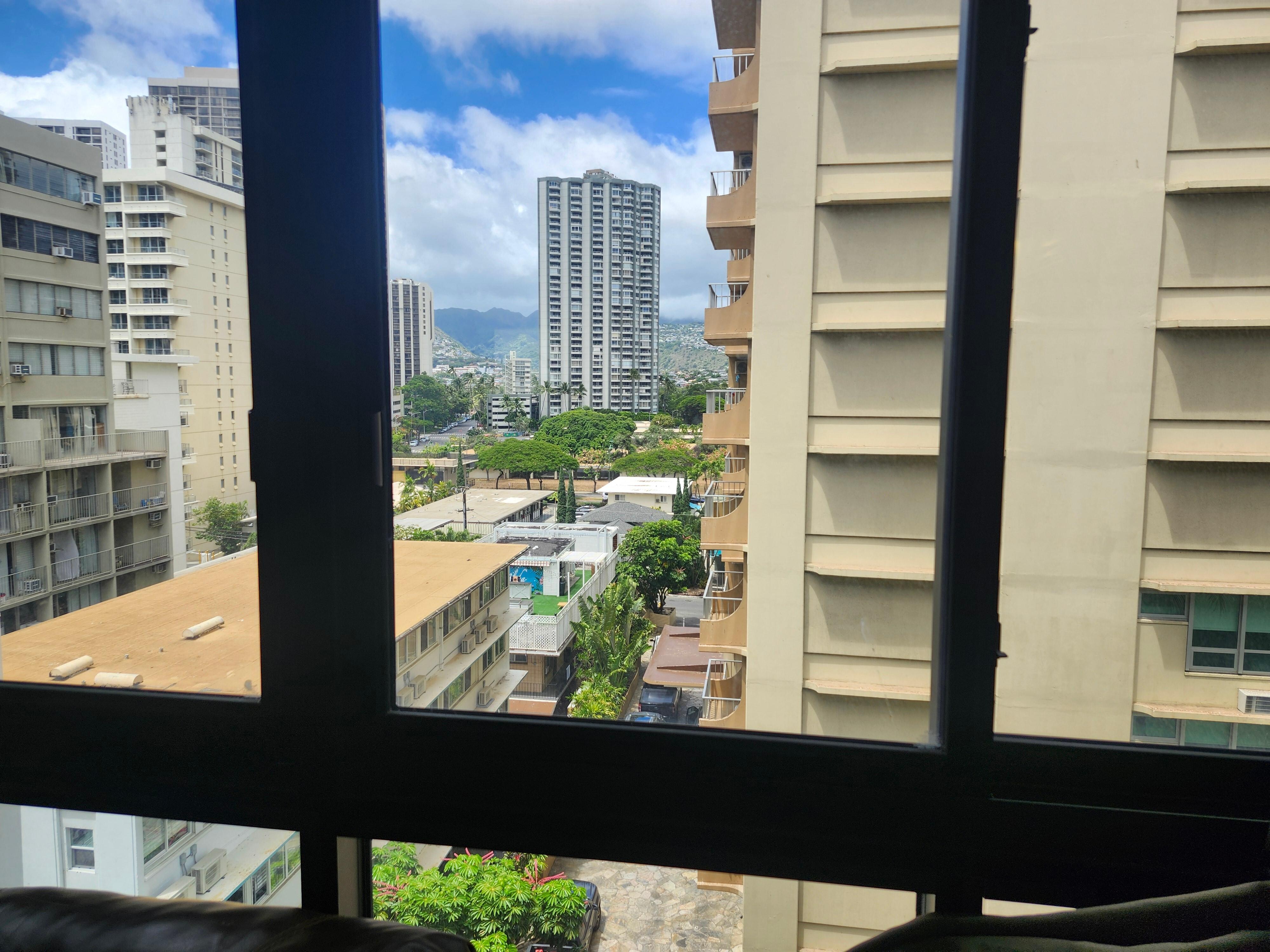 View from room was hotels hostels and dorms. Along with a dirty alley way.