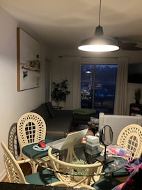 Looking out from the kitchen.