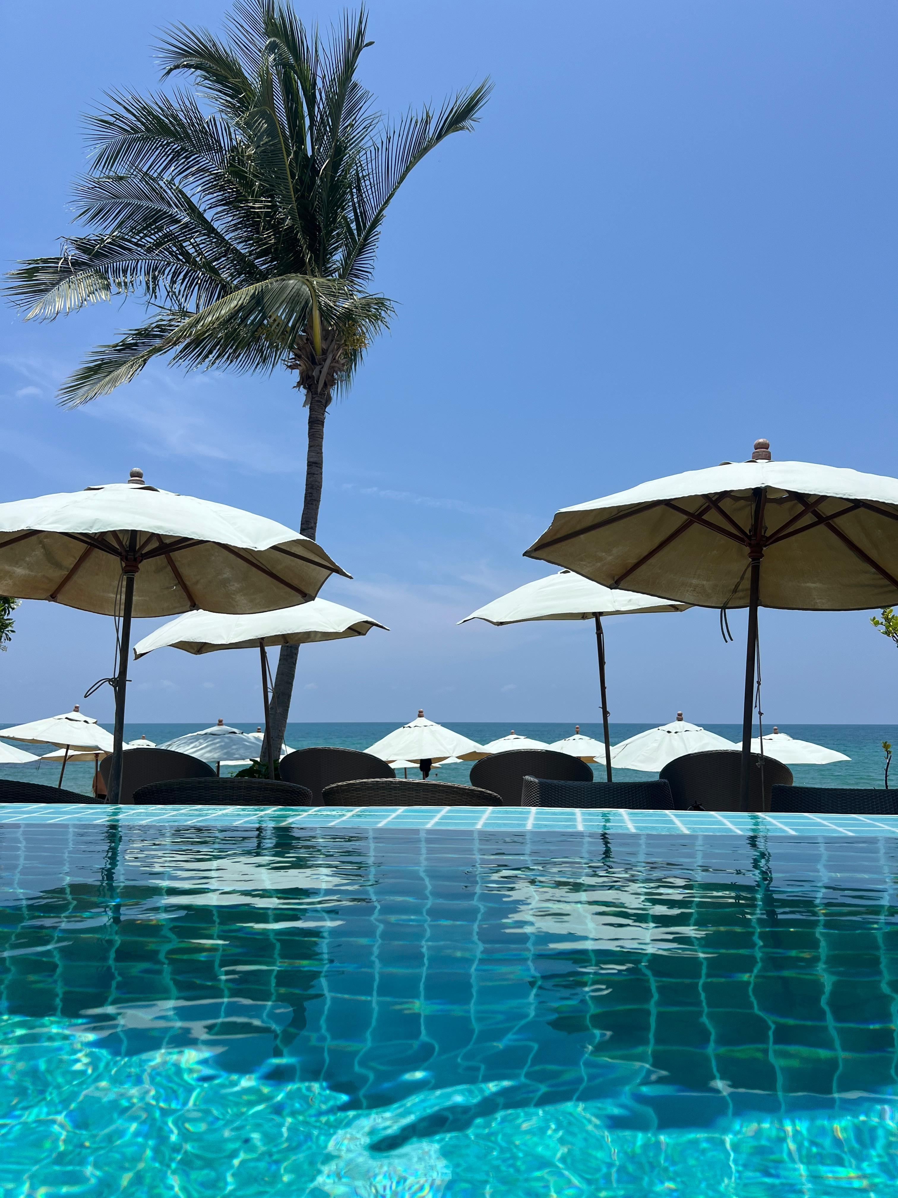 View of beach from the pool