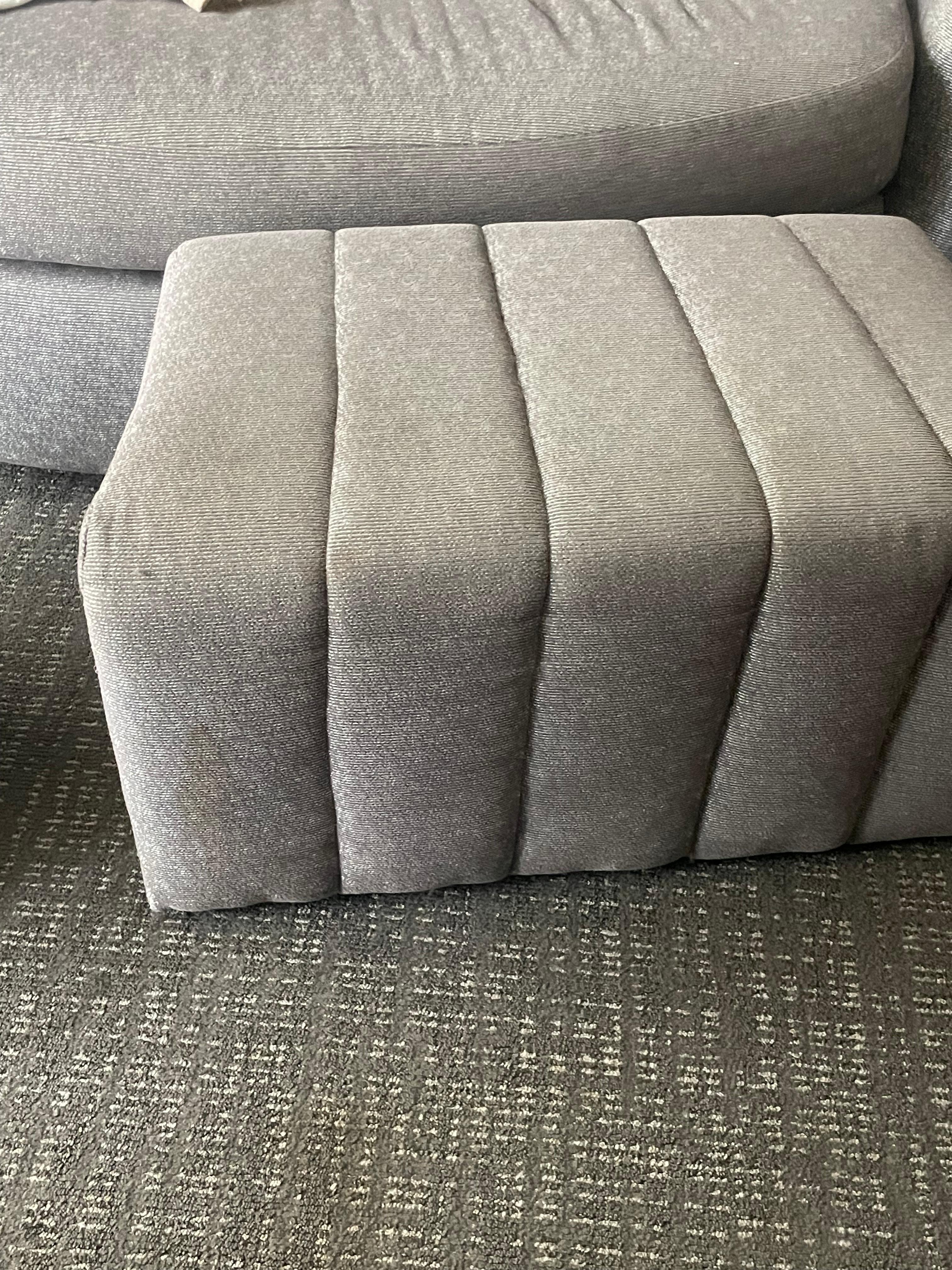 The ottoman. We had to use a blanket to cover the couch so we could sit. 