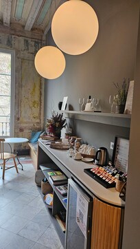 Welcome room refreshment counter.