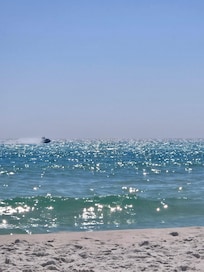 Enjoying the view from our beach chairs.