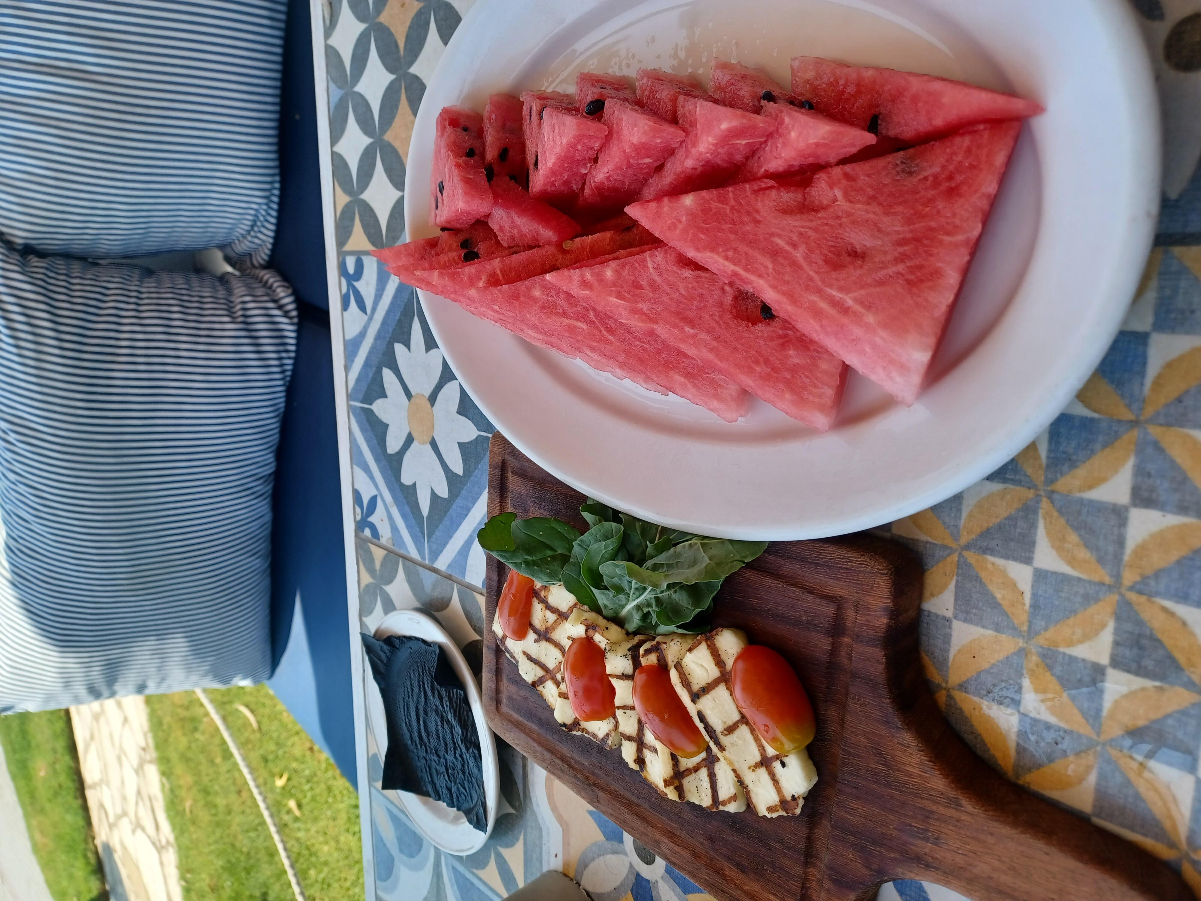 Lunch on the beach.(haloumi &watermelon)