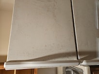 Brown exterior of fridge: mold, rust, dirt. I had to use napkins to open the fridge door. Looked like fridge was bought from scratch and dent appliance store.
