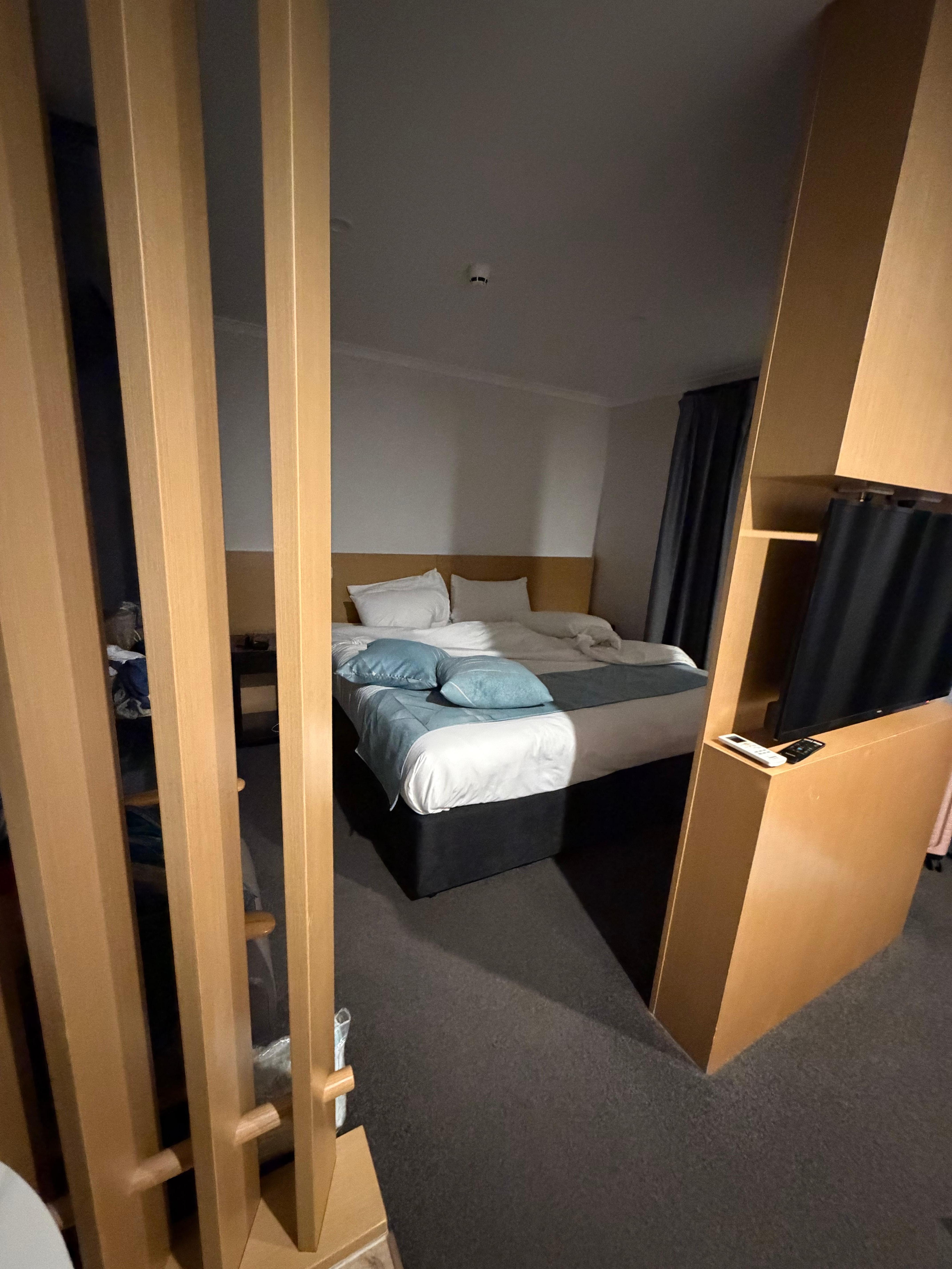 Studio style main bed (open bedroom, living room, kitchen and dining table)