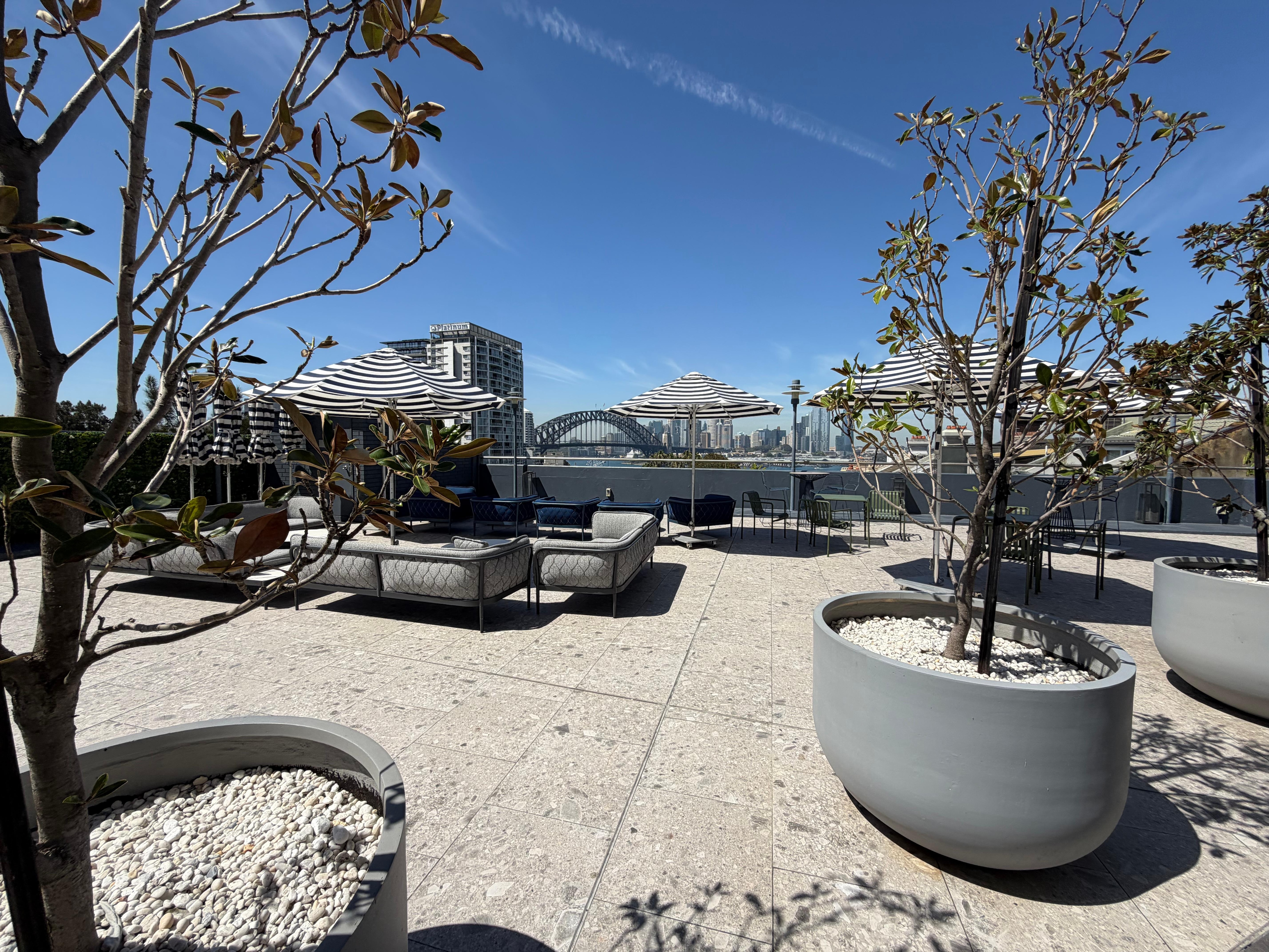 View from the patio at the front of the hotel