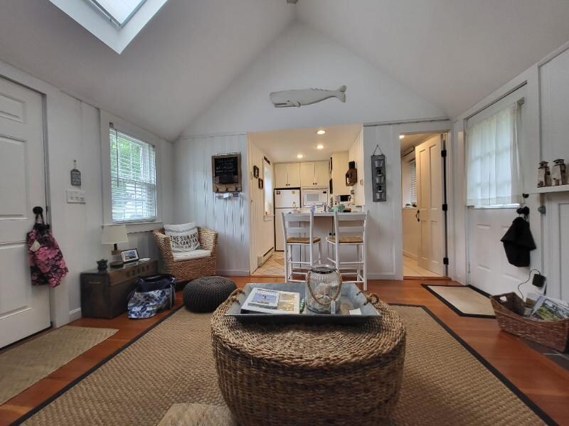 view from living room to kitchen