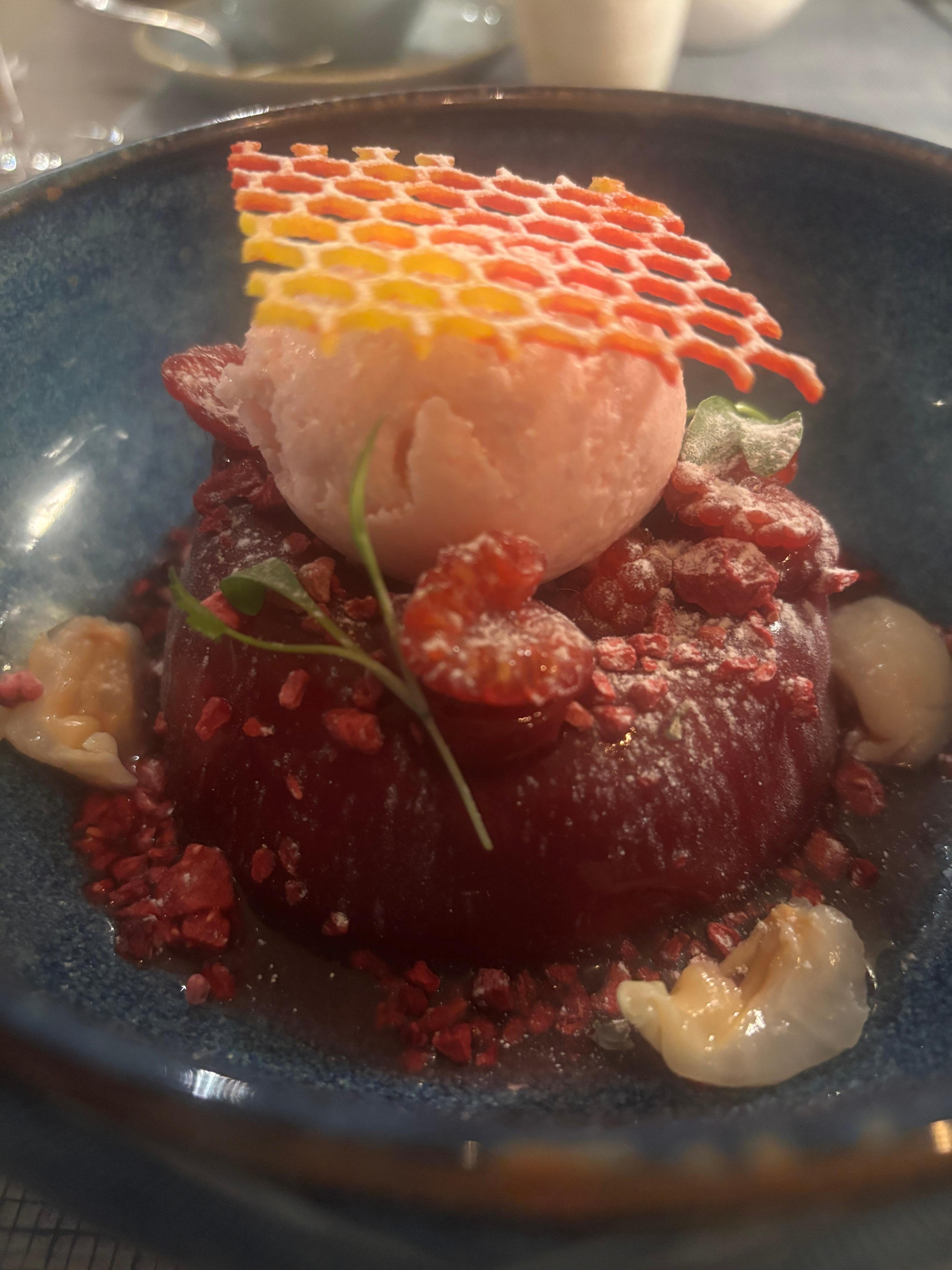 Beautifully presented delicious desert. 
