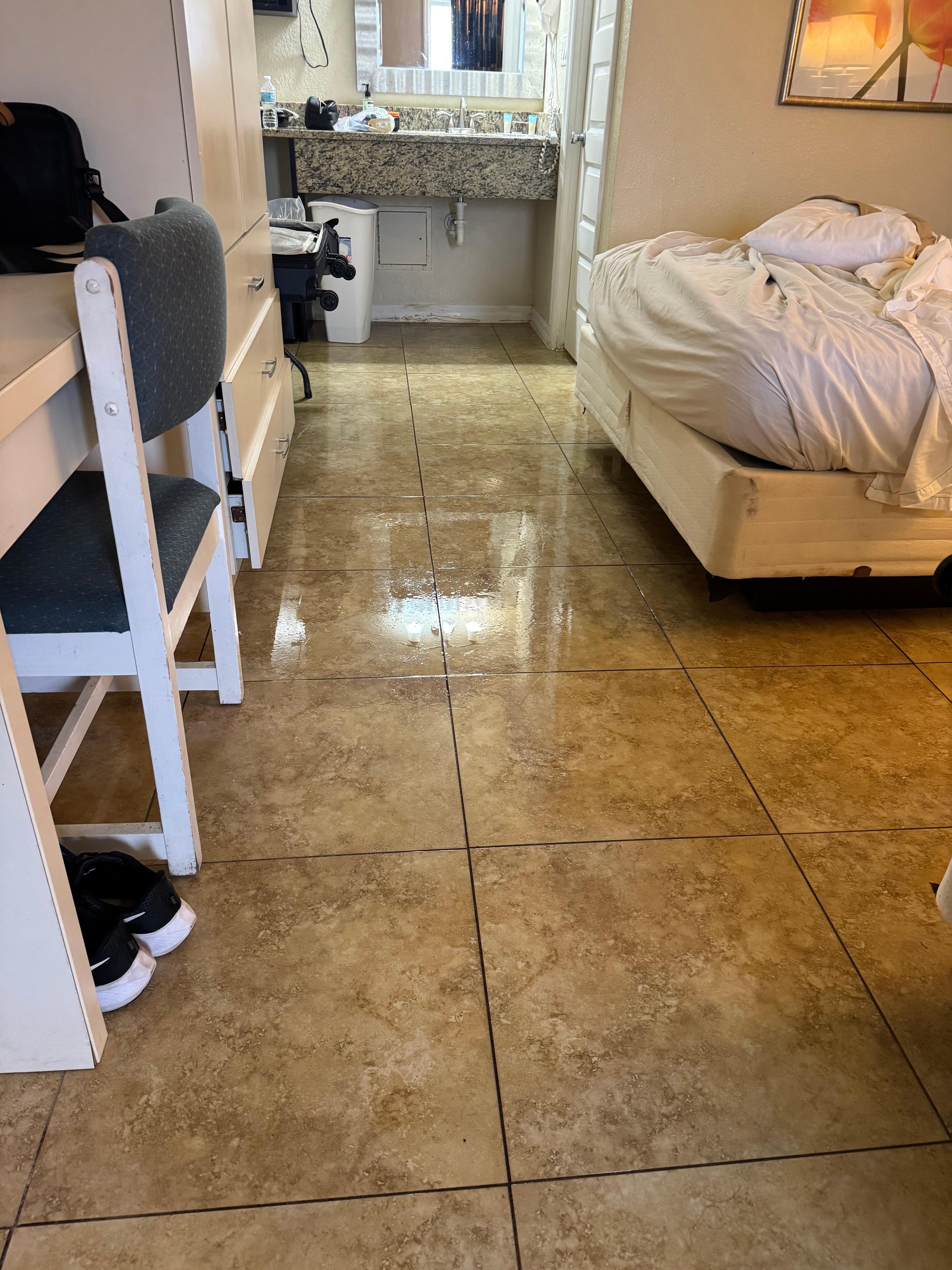 La humedad salía por el piso de la habitación y por el techo, las molduras del techo humedecidas y despegadas. 