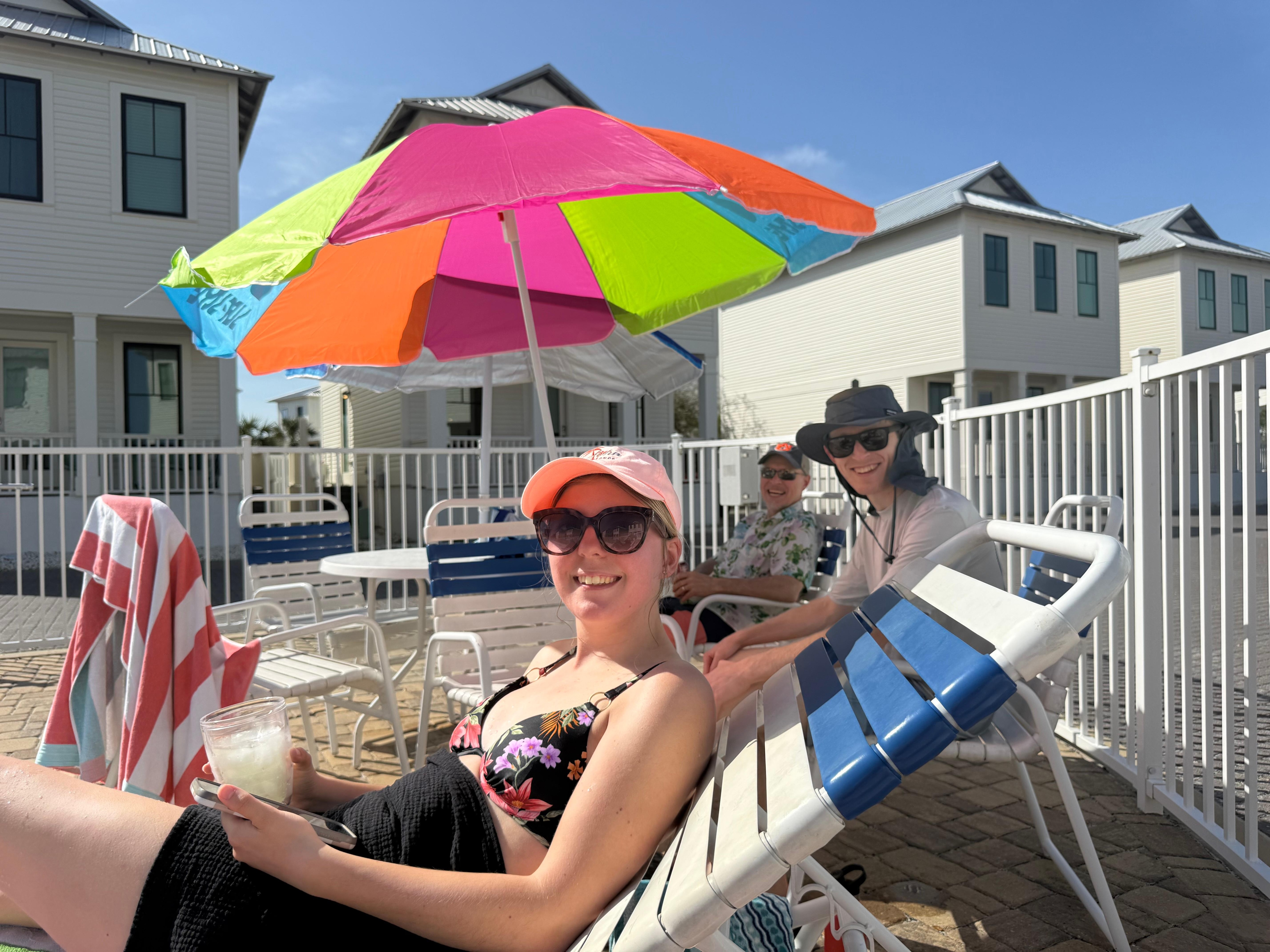 Relaxing at the heated pool!