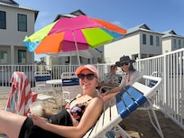 Relaxing at the heated pool!