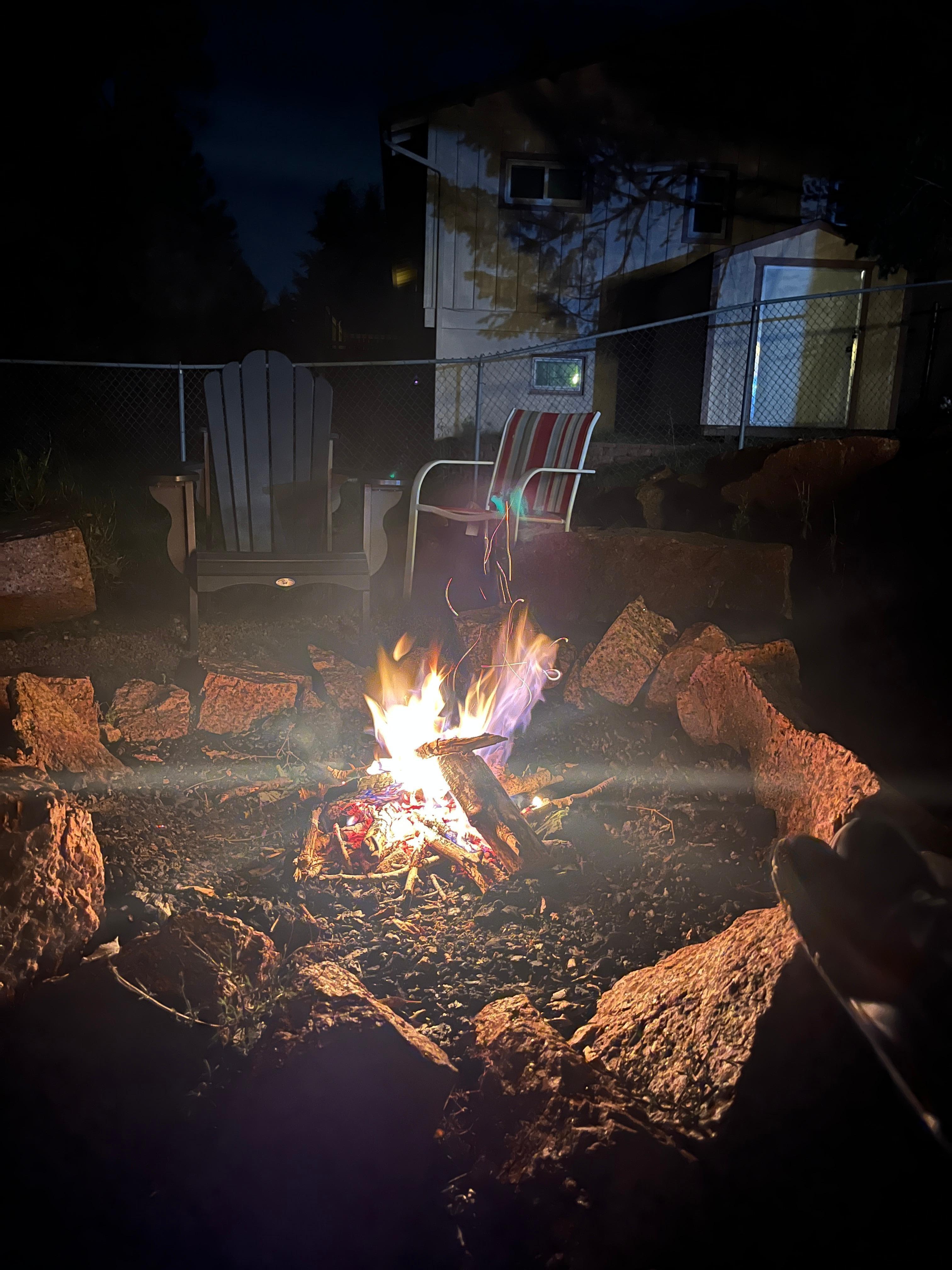 Fire pit for a chilly evening was just the thing (safely, of course!)