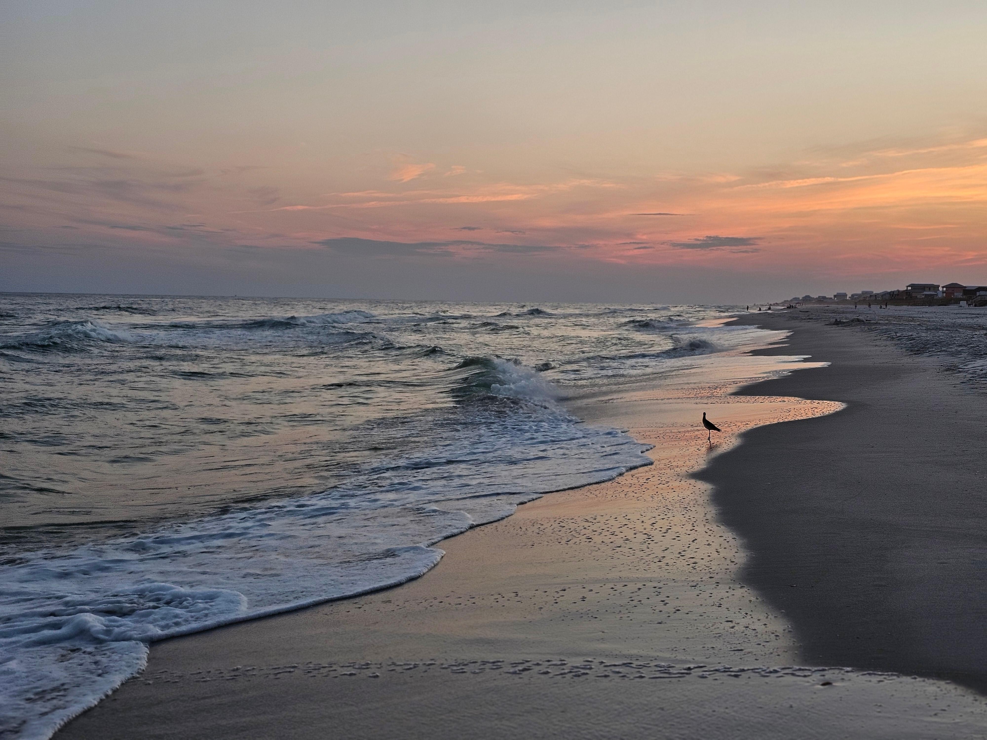 Sunset on the beach just across the road. 