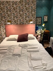 My darling private room so well appointed. Crisp, white ironed sheets like my mother did!