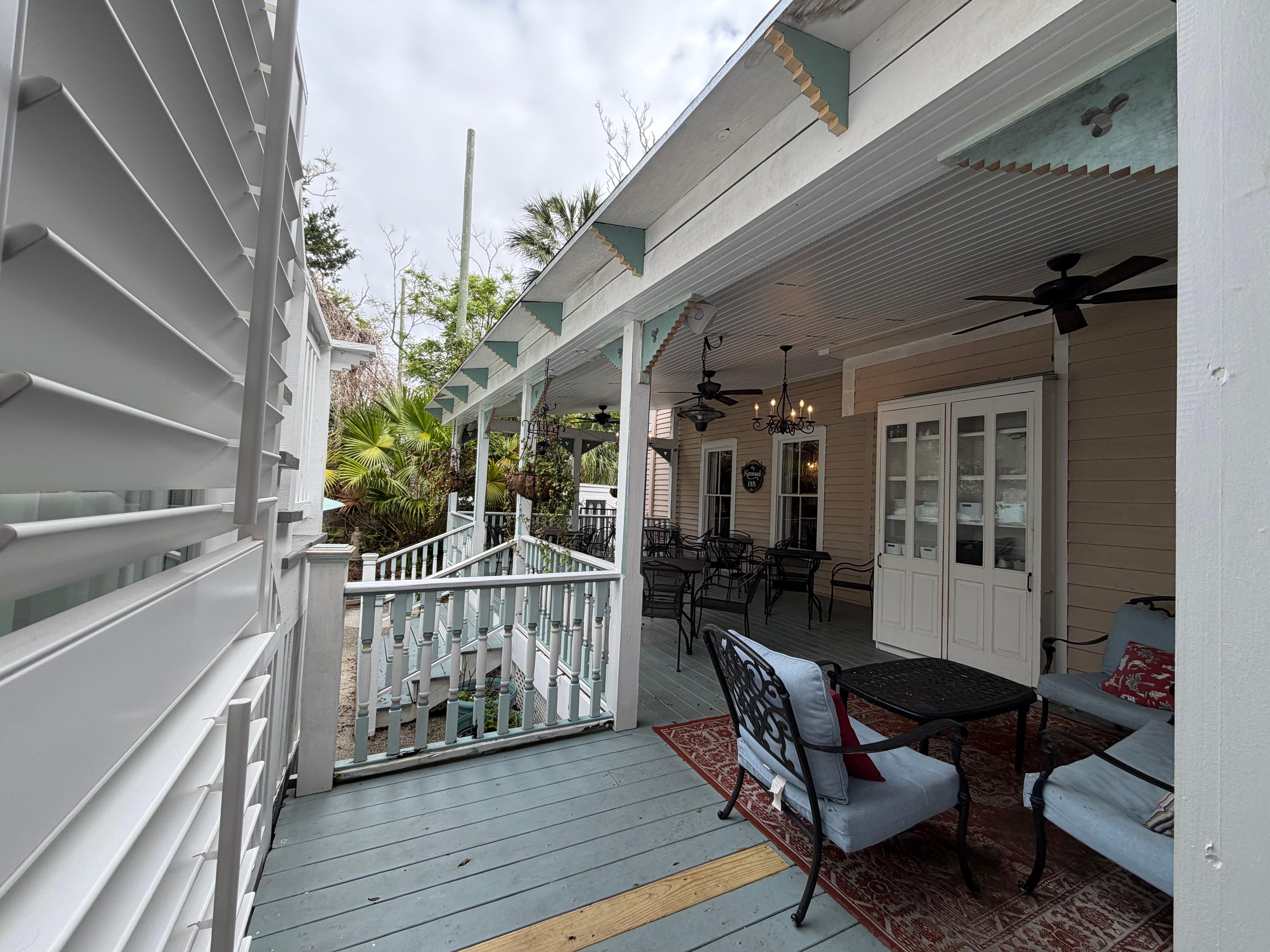 Access to back porch area right off of our rooms.