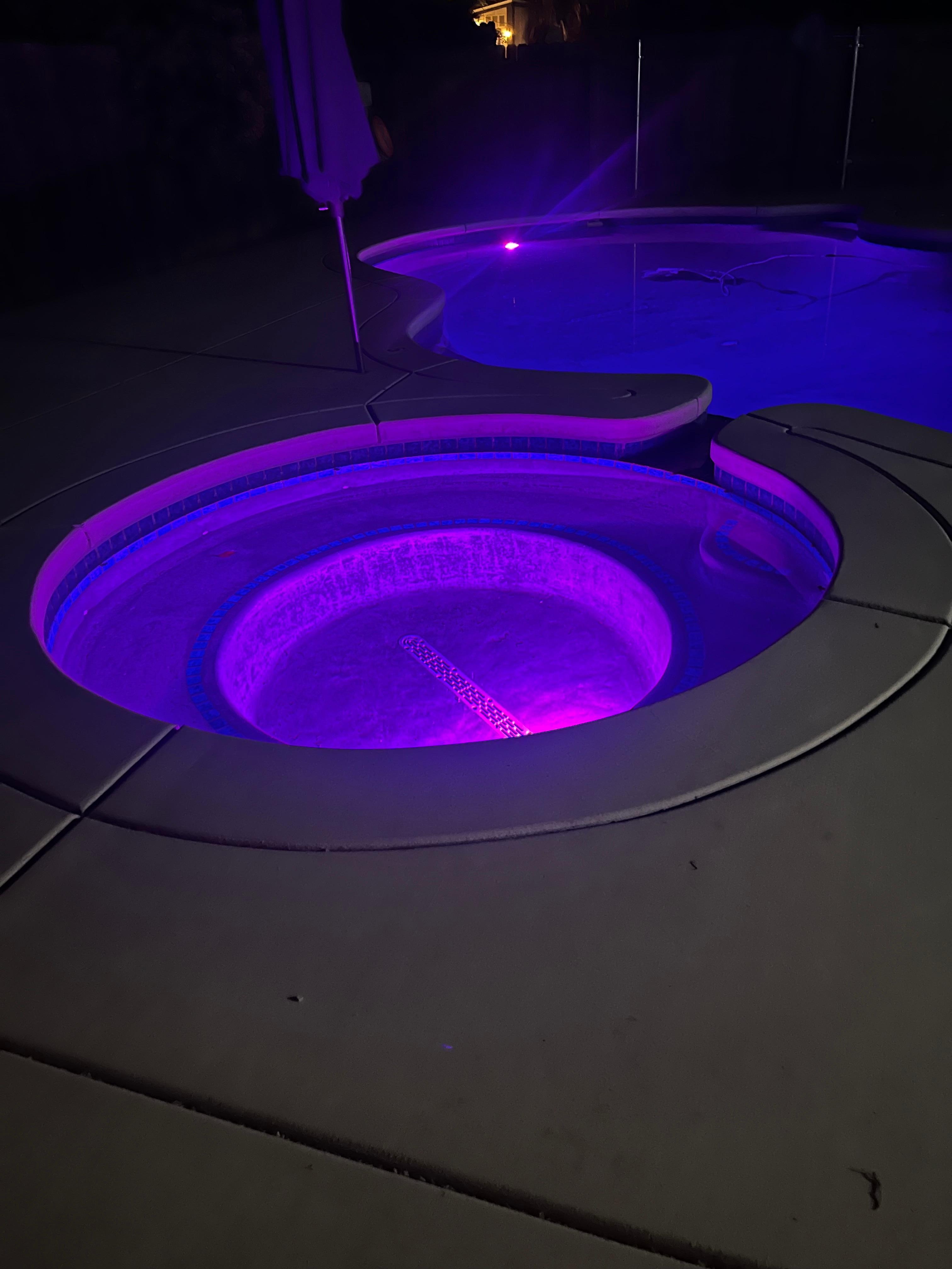 Fun lights on pool and wading pool. 