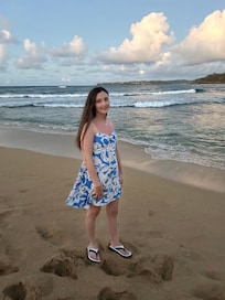 This is the beach that you take the short path to.