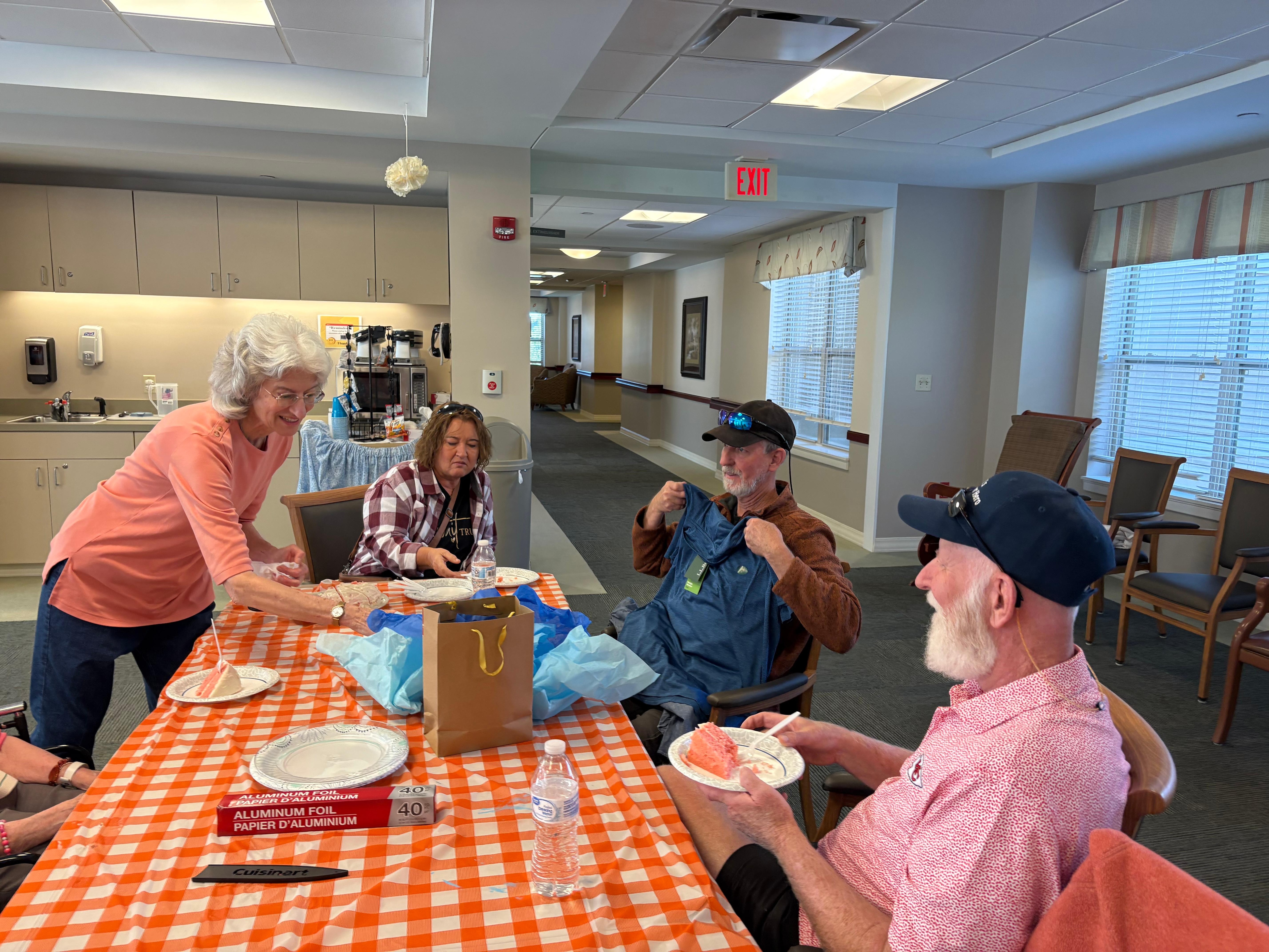 Visiting grandma at her home.
