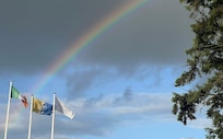The rainbow starts at the Ireland flag