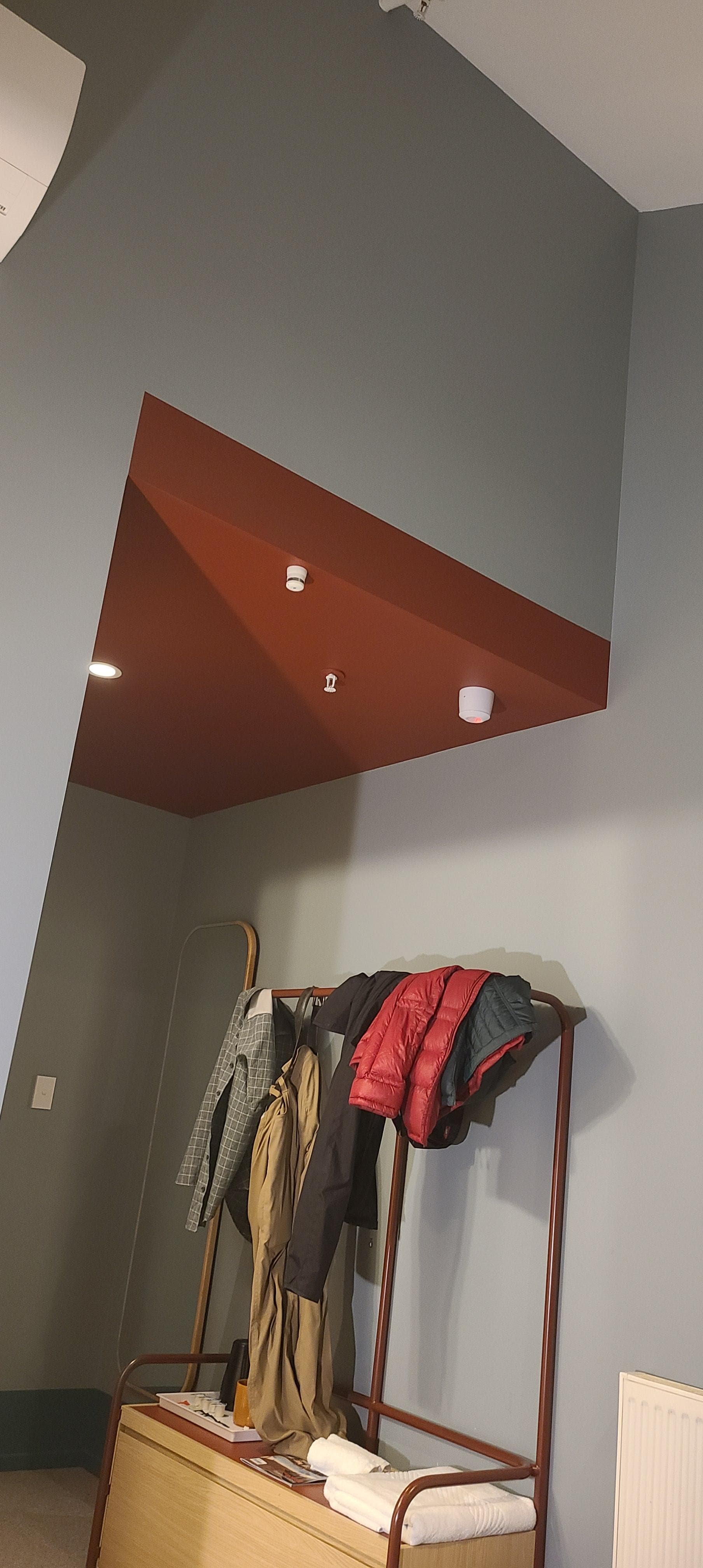 tall ceilings & this is the coffee station/clothes place