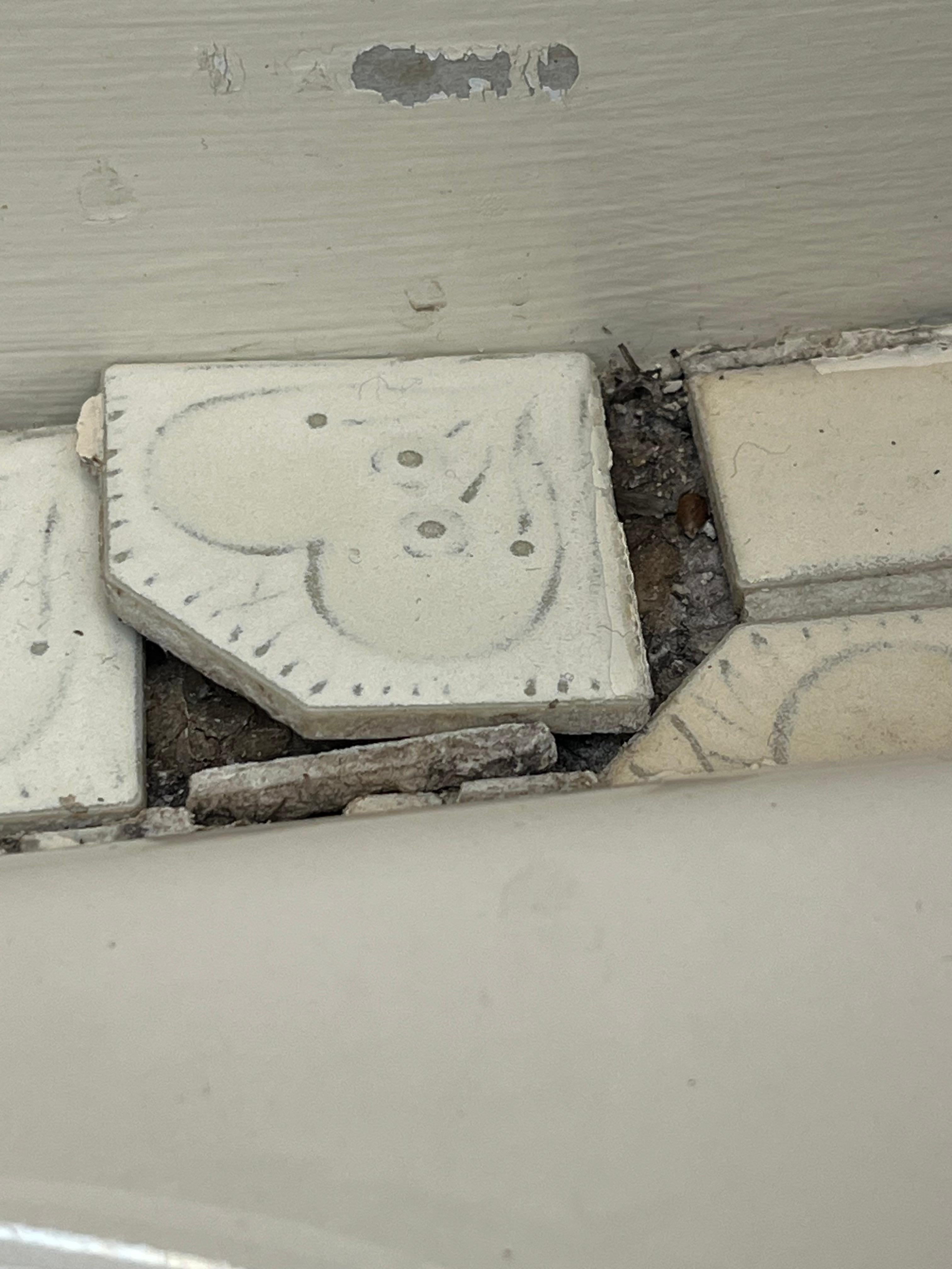 Broken kitchen counter tiles. 