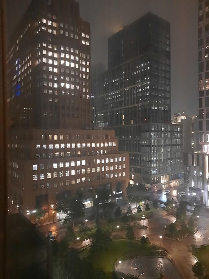 A rainy & very foggy night in downtown Brooklyn