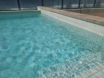 Grubby water line in pool.
Water level to low .
Probably why the heater not working.