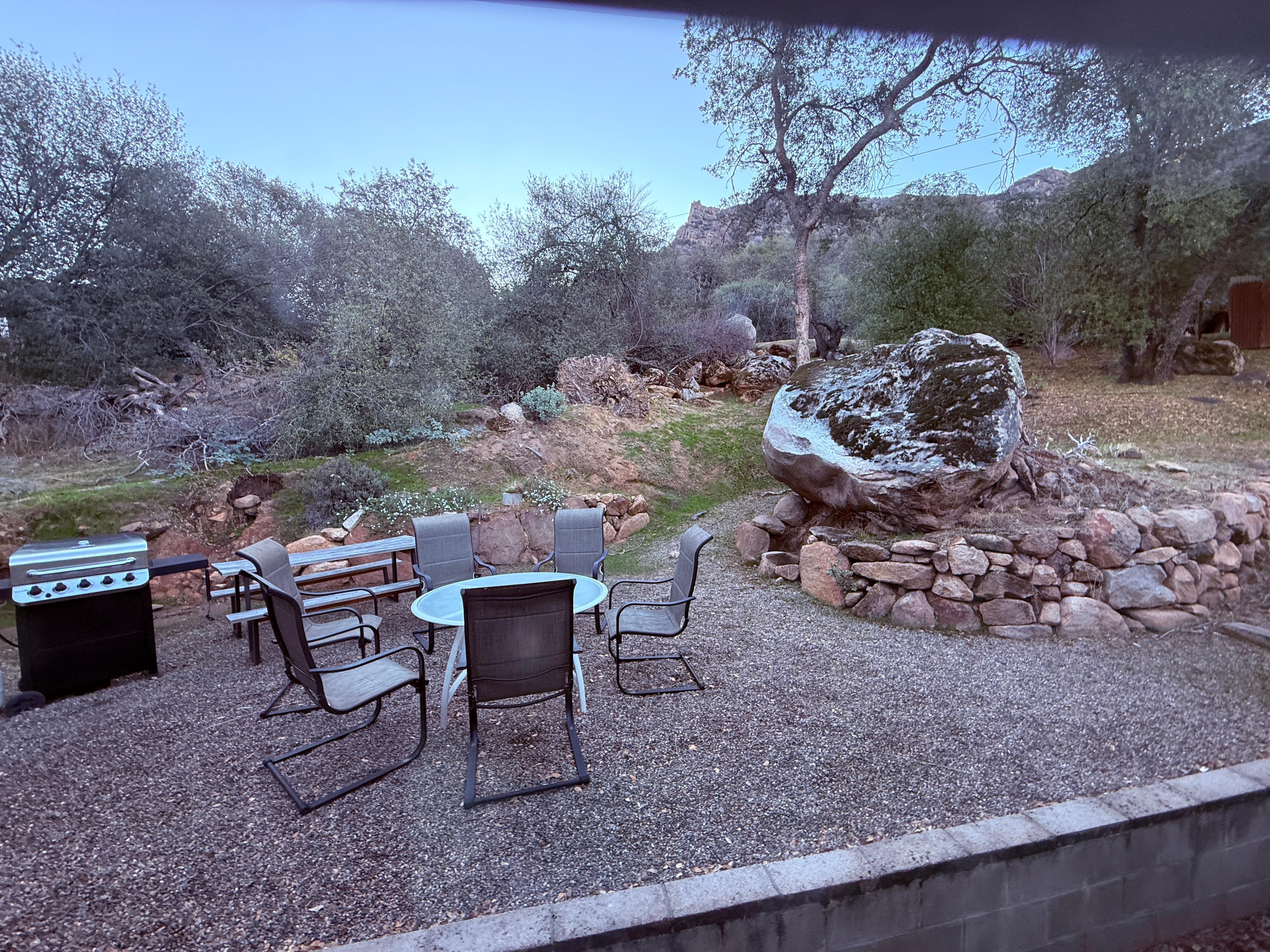 Backyard with grill and fire pit
