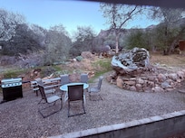 Backyard with grill and fire pit