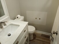 toilet paper holder was found in the vanity drawer, you can see where it is missing