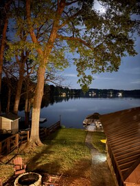 A moonlit view from the upstairs bedroom deck.