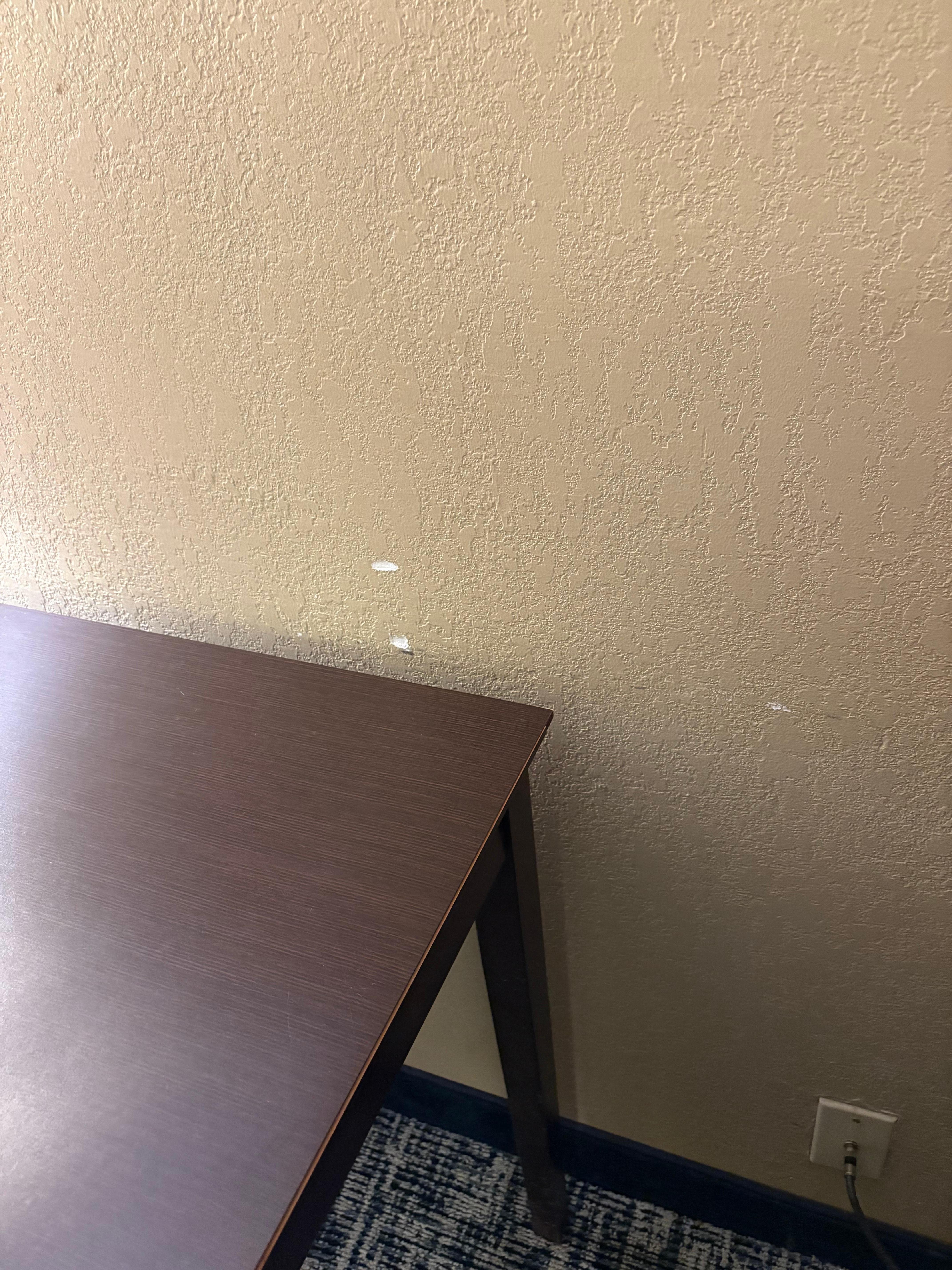 A lot of paint chipped from the walls