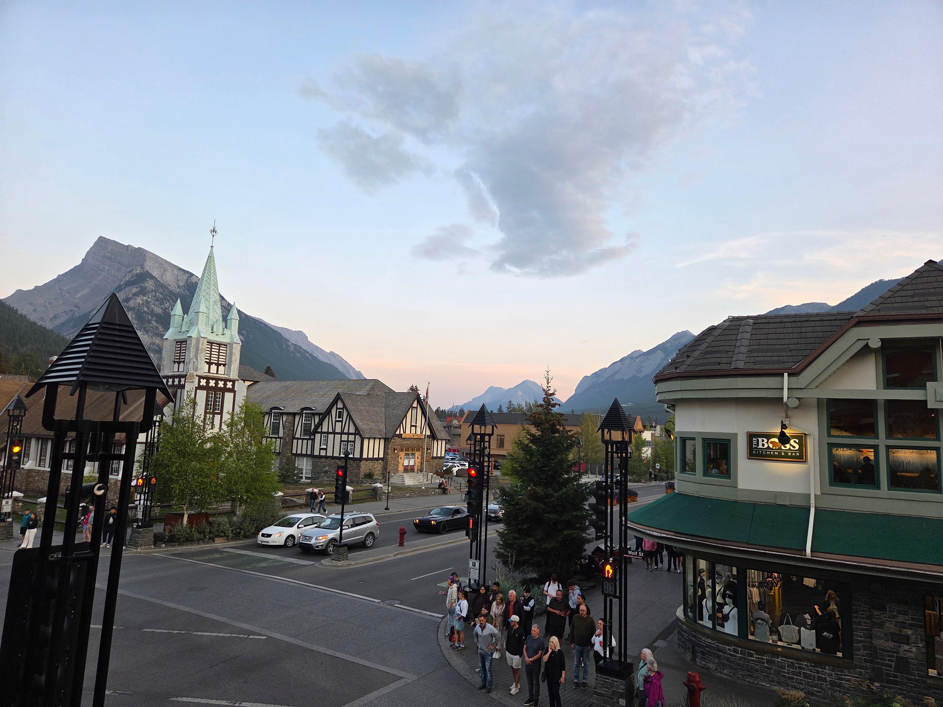 View from dinner in downtown Banff.