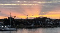 Lighthouse sunrise from the bridge. We got stuck on the bridge for boat crossing and I was able to capture this photo from the bridge sidewalk. Home is a 10 minute drive to Historic St Augustine.