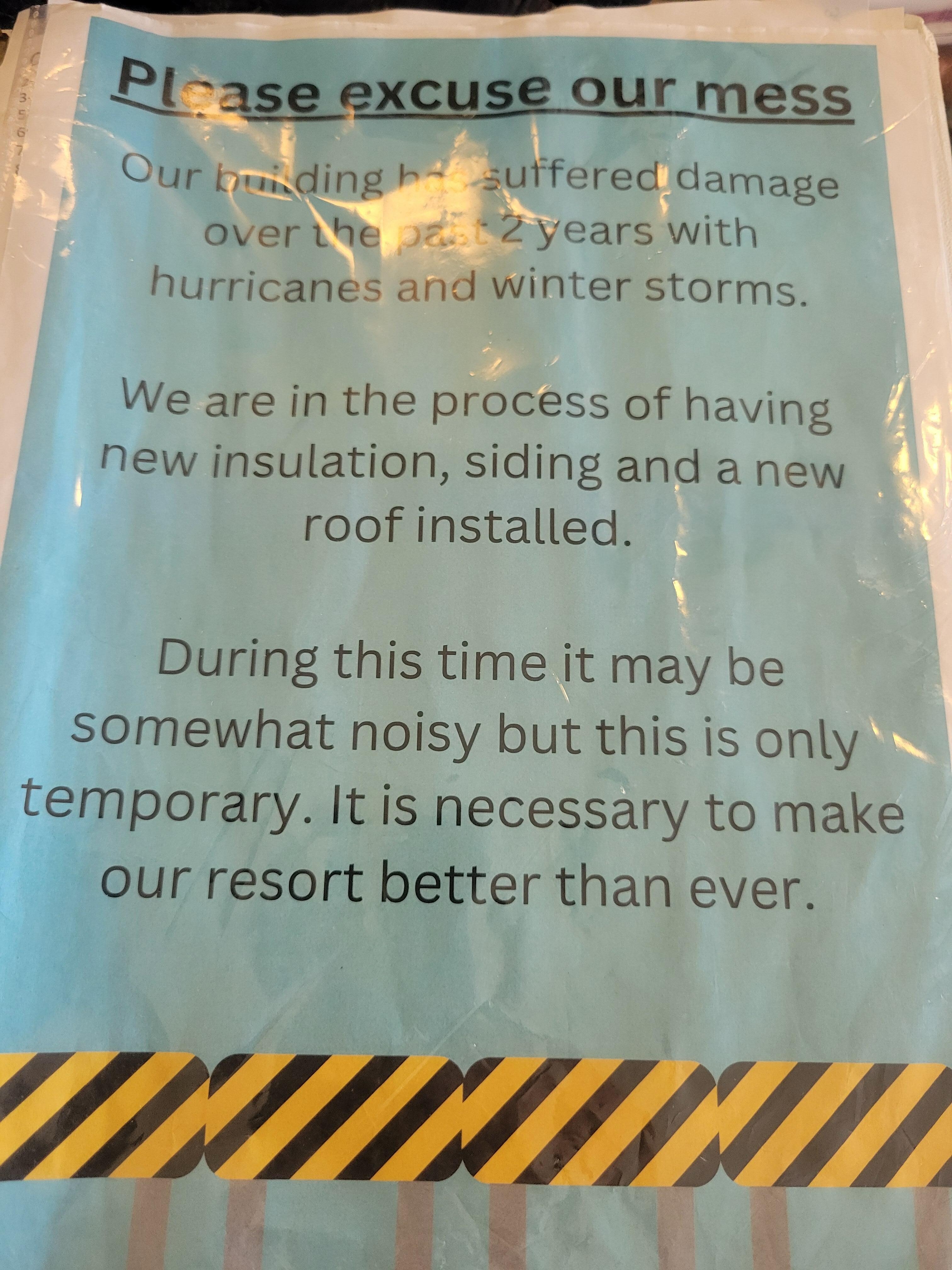 Your ongoing not in description mentioned repairs.