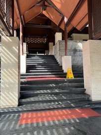 Steps to climb to reception