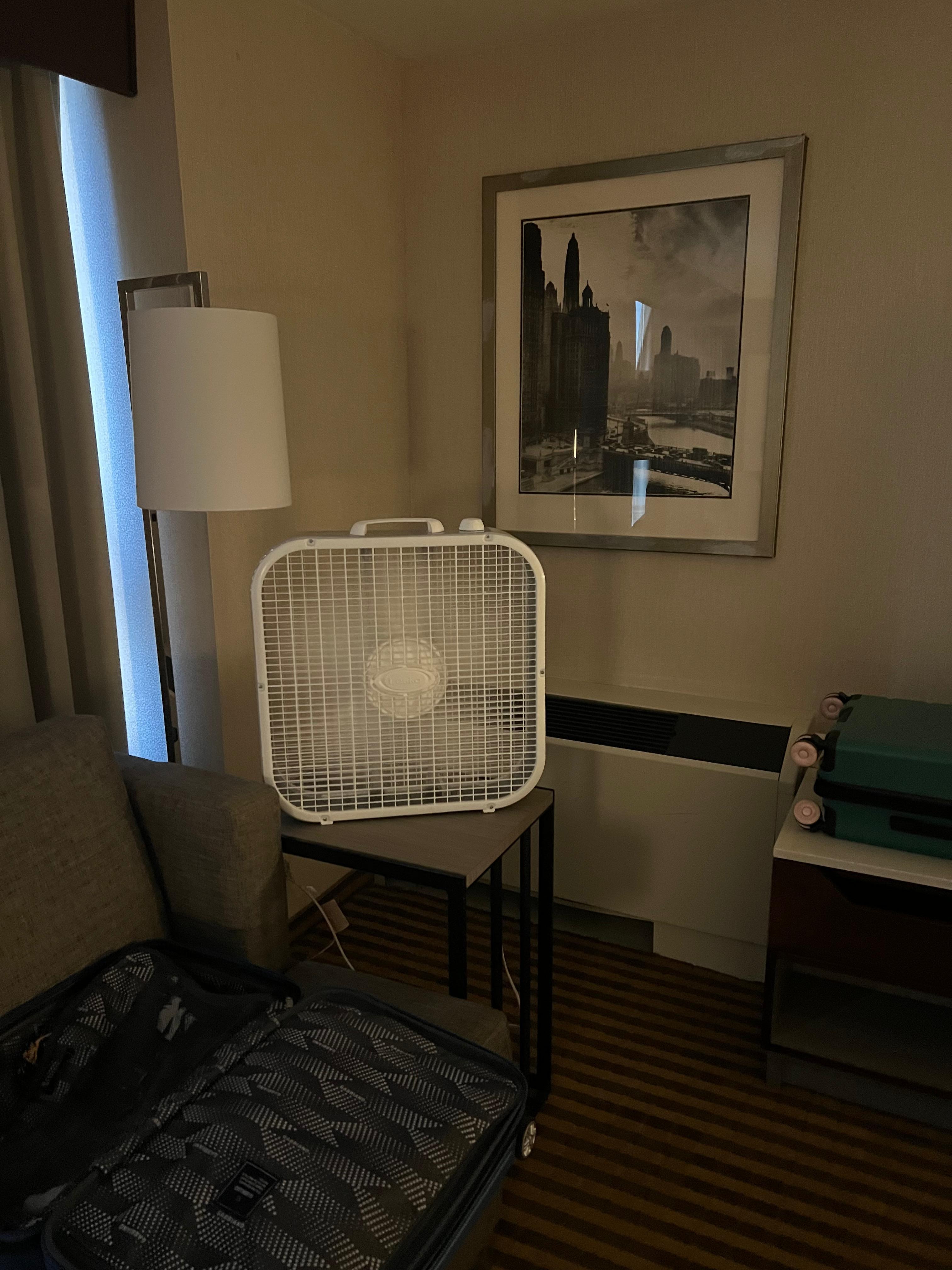 Box fan left in closet