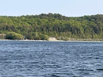 Ire of the hotel from out in the lake while taking a boat out to Pictured Rocks