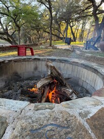 We enjoyed a great fire just beside the cabin patio.