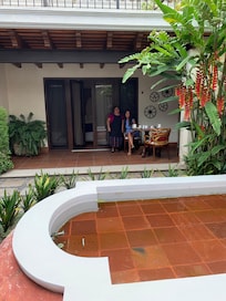 Outside our suite having breakfast