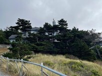 Looking up at the house from the beach