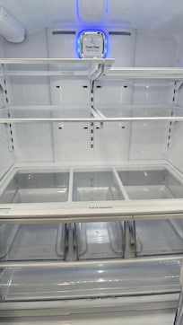 Dried food residue on the shelves