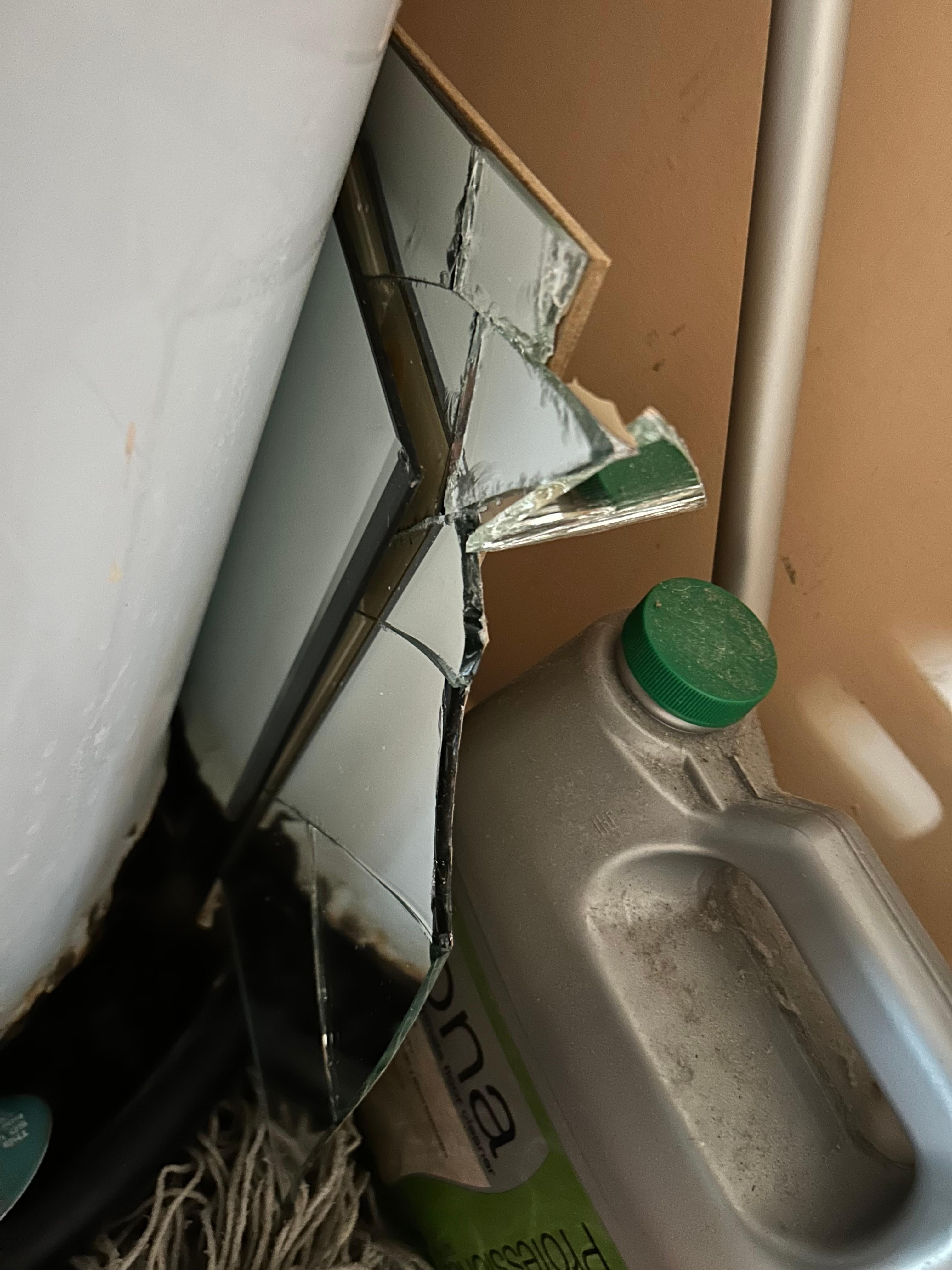 Broken mirror in closet 