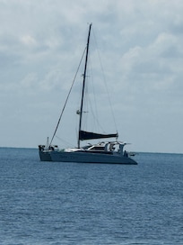 Boat moored at the marina.