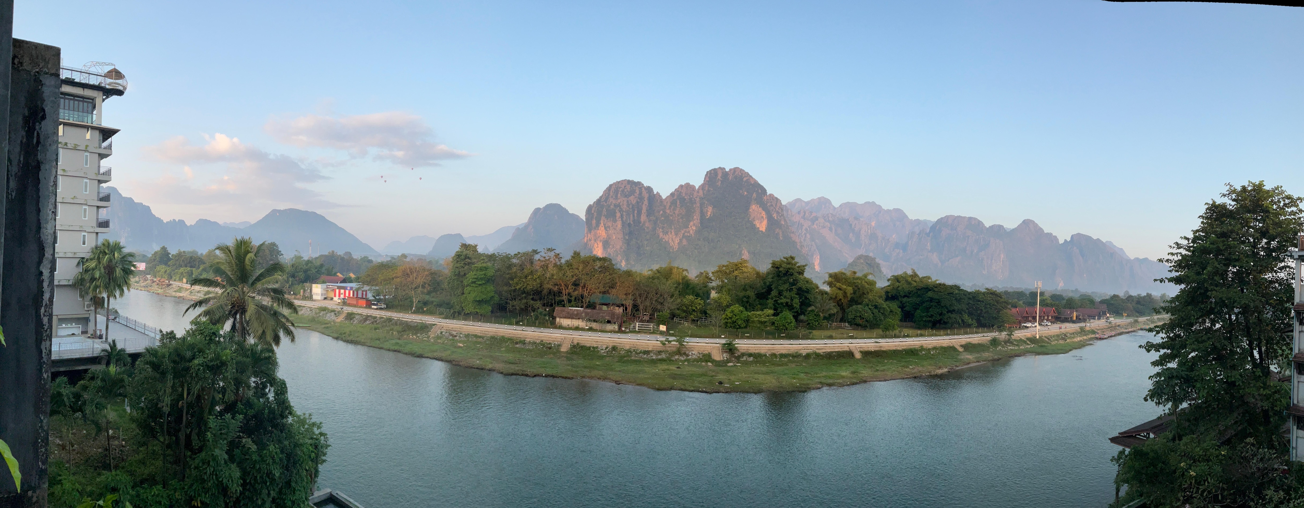 Panoramic shot from balcony ie. river is straight!