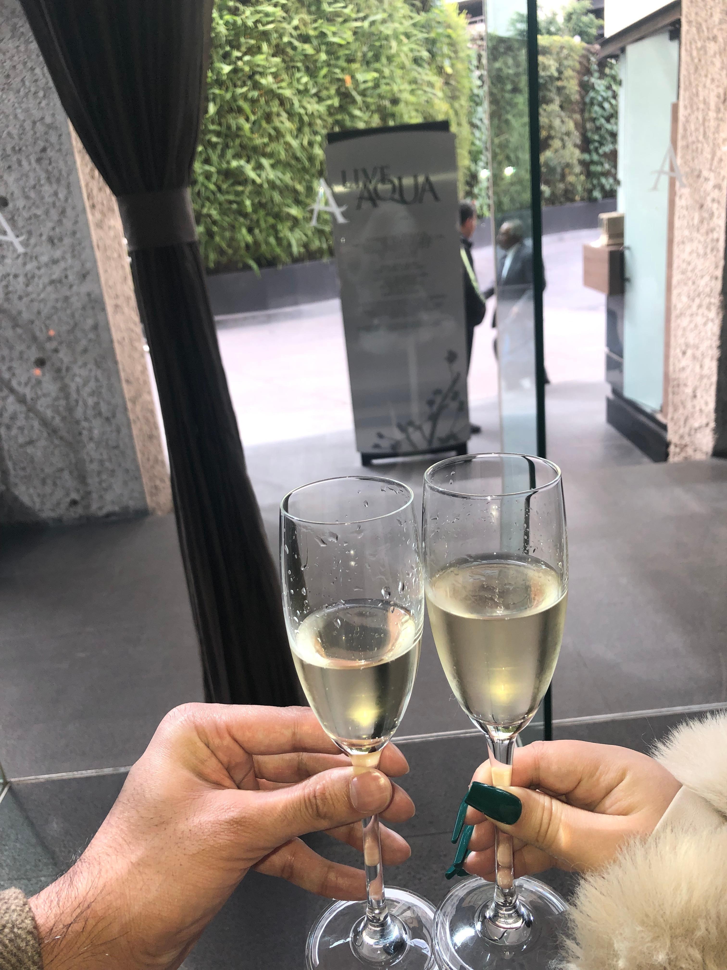 Welcome champagne glass at check-in